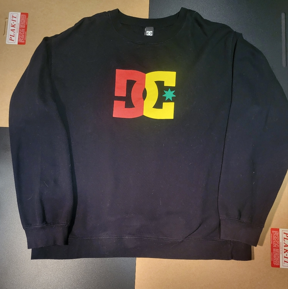 DC Men's Black Rasta Crewneck